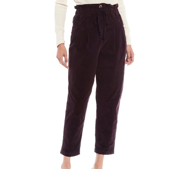 New PURPLE Free People Corduroy Paper Bag Pants - Picture 3 of 7